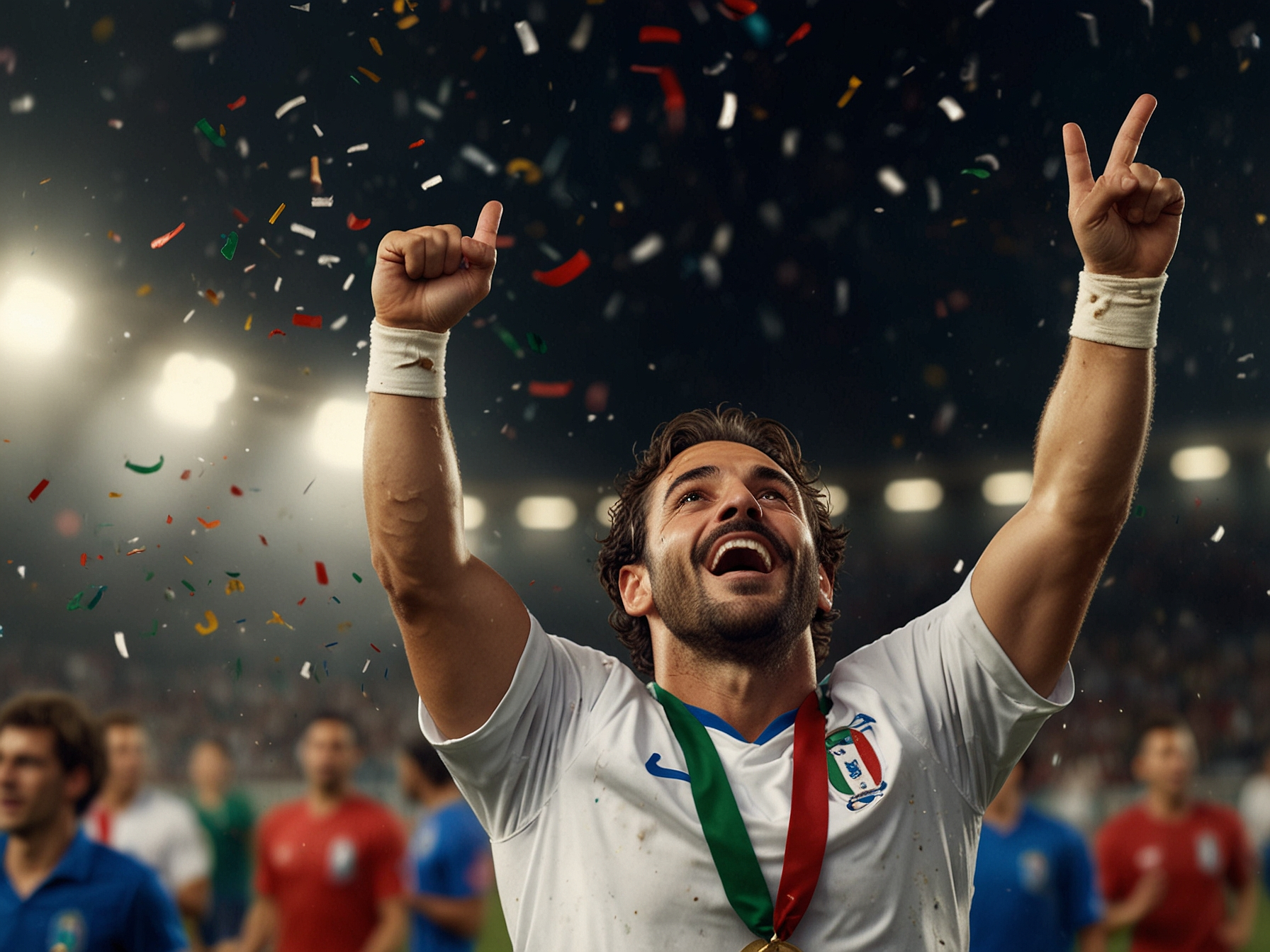 Tifoso italiano che celebra una vincita